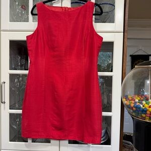 Hugo Buscati Red Sleeveless Silk Mini Shift Lined Dress